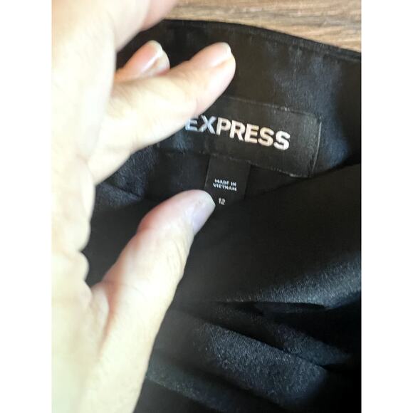 Express Silk Midi Skirt black Knot Size 12 Lined Cocktail Party Elegant - Picture 4 of 9